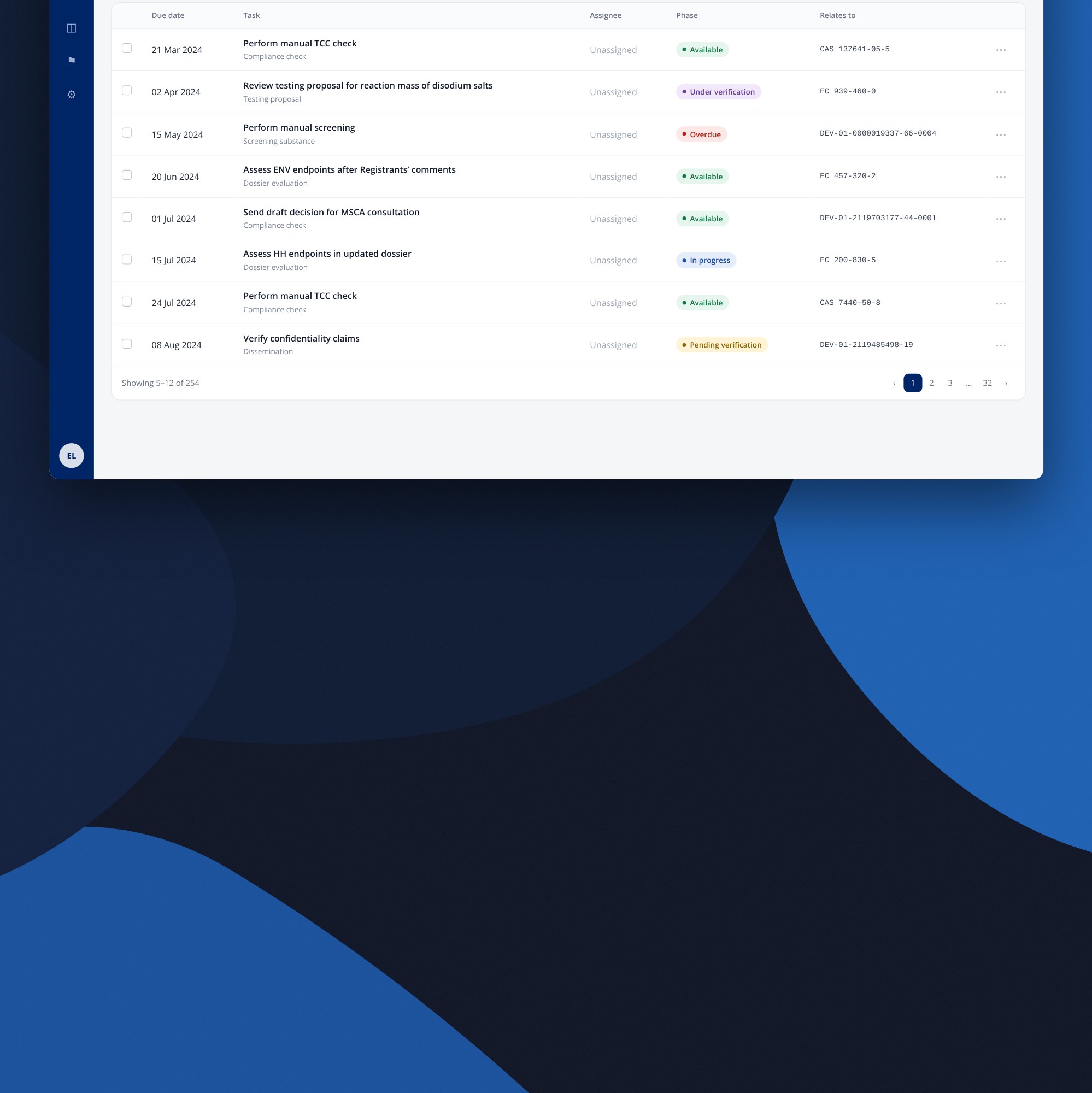 ECHA task hub – redesigned interface